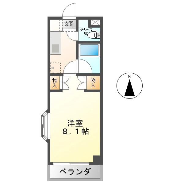さくら小径(1K/1階)の間取り写真