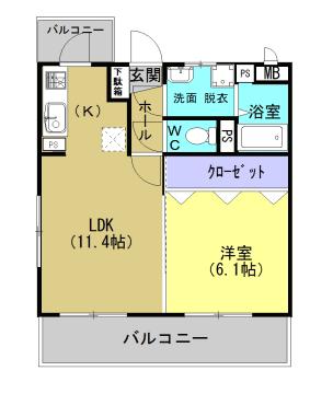 ベルデメゾン(1LDK/3階)の間取り写真