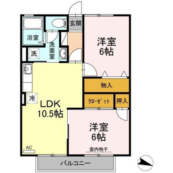 第一アネックス(2LDK/2階)の間取り写真