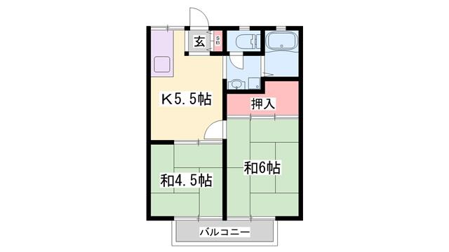 パナハイツサルビア(2K/2階)の間取り写真