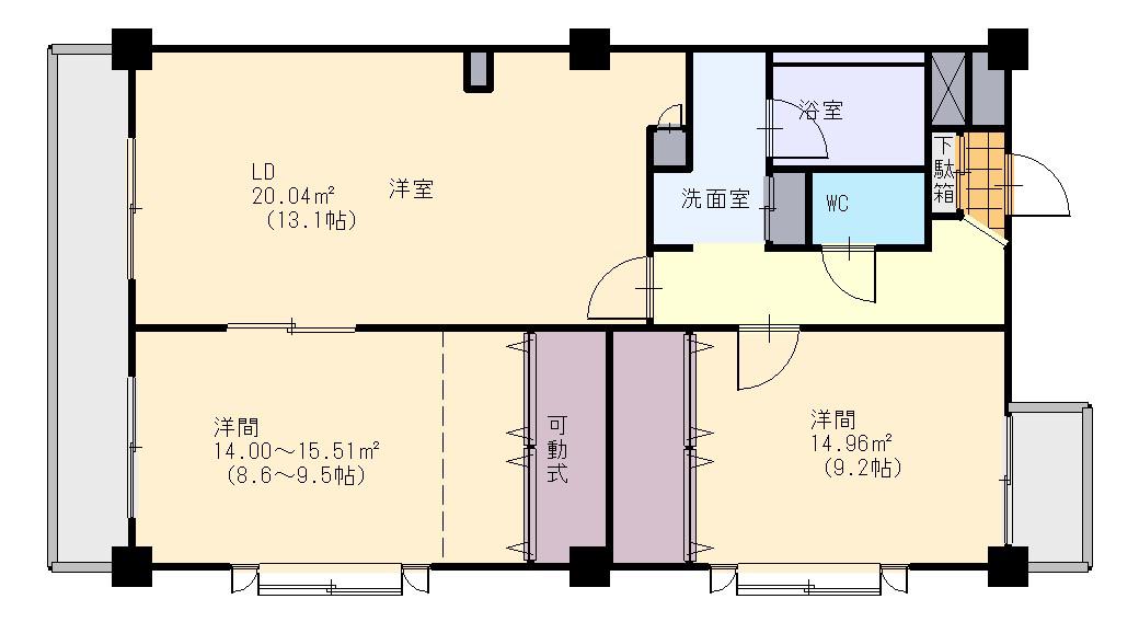 エスペラール中田(2LDK/6階)の間取り写真