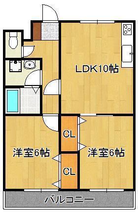 パインコート松籟通(2LDK/2階)の間取り写真
