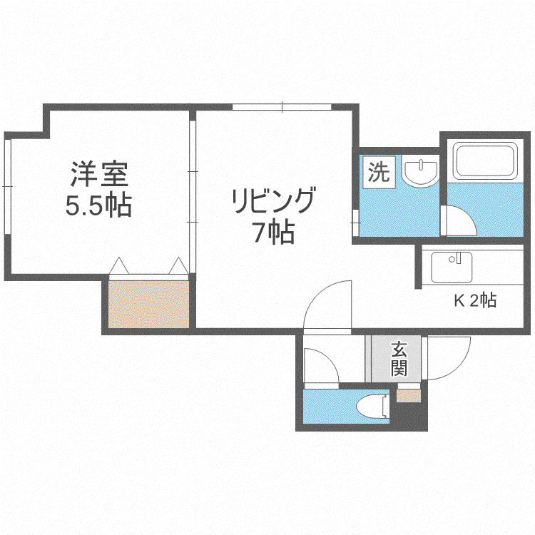 リベルティ医大前(1LDK/2階)の間取り写真