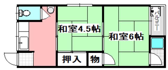 蔵垣内3丁目アパート(2K/2階)の間取り写真