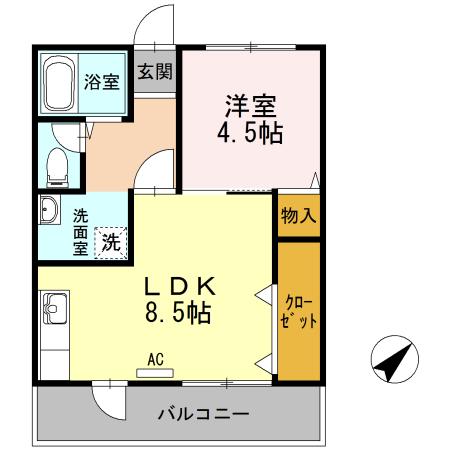 カーサヴェンティ(1LDK/2階)の間取り写真