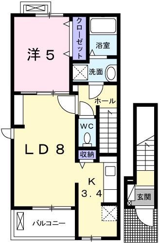 ボニート(1LDK/2階)の間取り写真