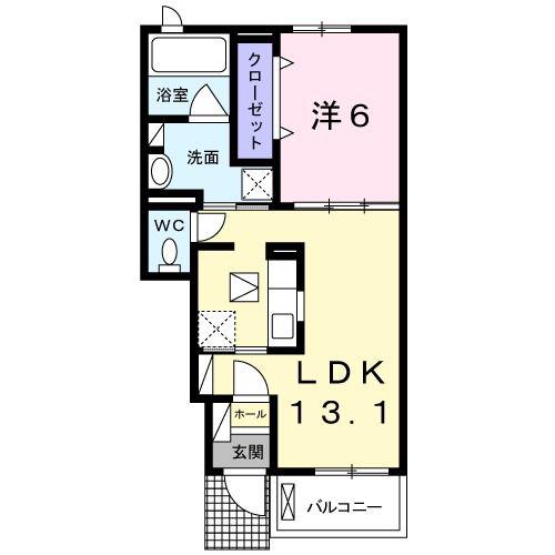 ベル フレーズ 24II(1LDK/1階)の間取り写真