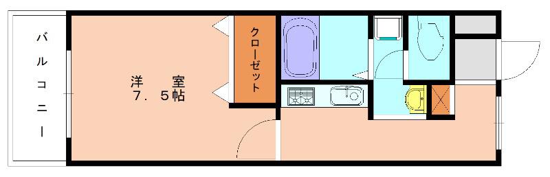 リヴェール和白H10(1K/1階)の間取り写真