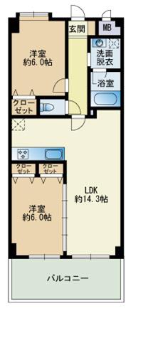 ベラビスタ(2LDK/6階)の間取り写真