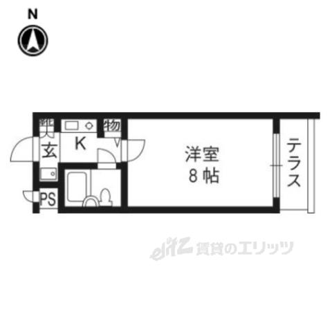 DETOM‐1烏丸一条Ⅱ(1K/3階)の間取り写真