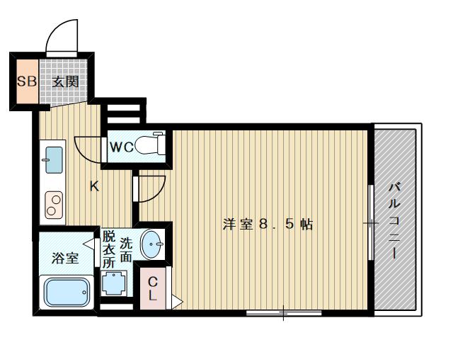 AXIA CITY大阪淡路(1K/1階)の間取り写真