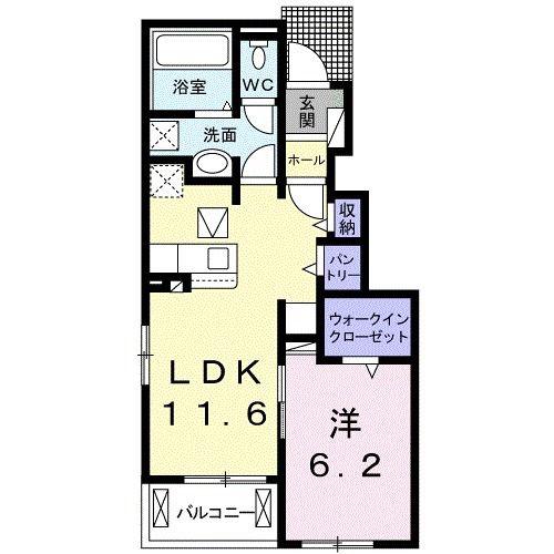 セレッソIV(1LDK/1階)の間取り写真
