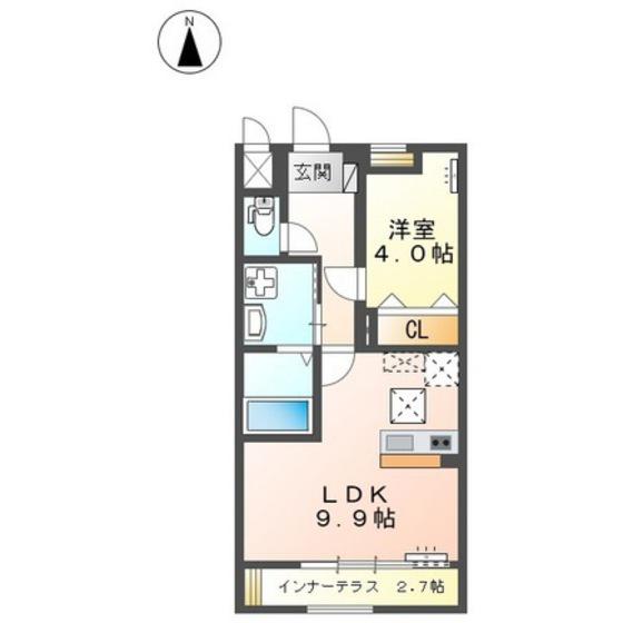 ルピナス(1LDK/1階)の間取り写真