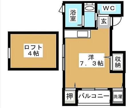 エスポワール木下(ワンルーム/2階)の間取り写真