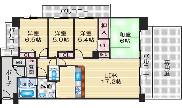 フォルム千里中央(4LDK/1階)の間取り写真