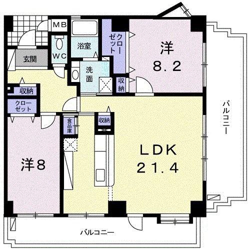 セレステコート美里(2LDK/5階)の間取り写真
