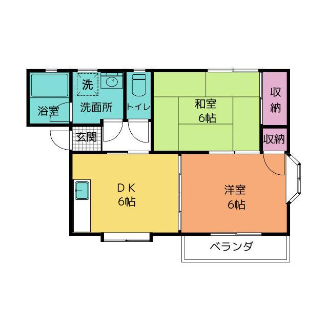 エクセラン梅原 II(2DK/1階)の間取り写真