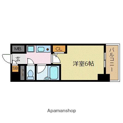 エスリード天神第2(1K/11階)の間取り写真