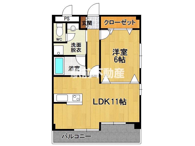 LIENS RENOVATIO 二日市S(1LDK/4階)の間取り写真