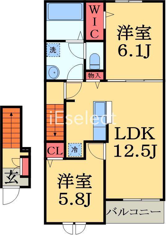 ベルウッド八街III(2LDK/2階)の間取り写真