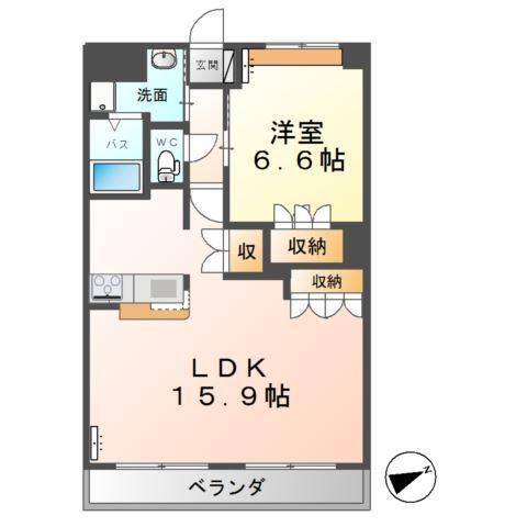 スカイヴァレィ(1LDK/3階)の間取り写真