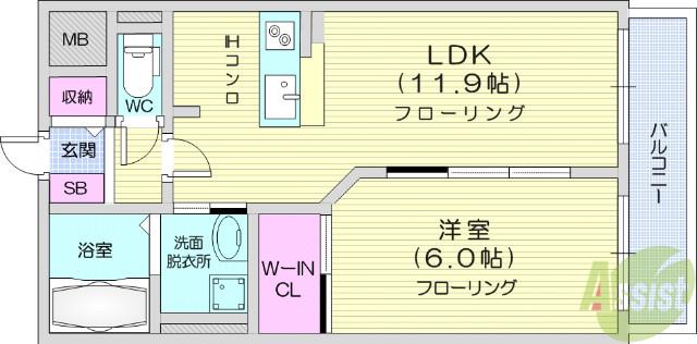 パナス・柏木(1LDK/3階)の間取り写真