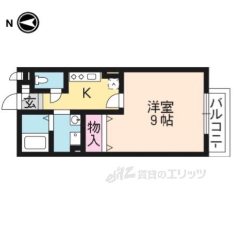 ディアコート一乗寺(1K/2階)の間取り写真