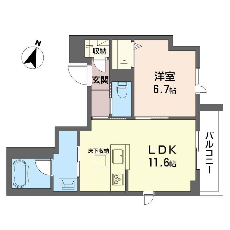 カーサ北沢(1LDK/1階)の間取り写真