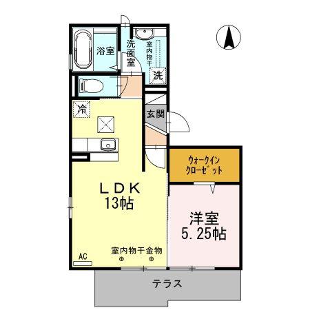 つくしんぼ(1LDK/1階)の間取り写真