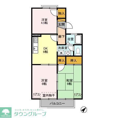 パークハイムAB(3DK/2階)の間取り写真