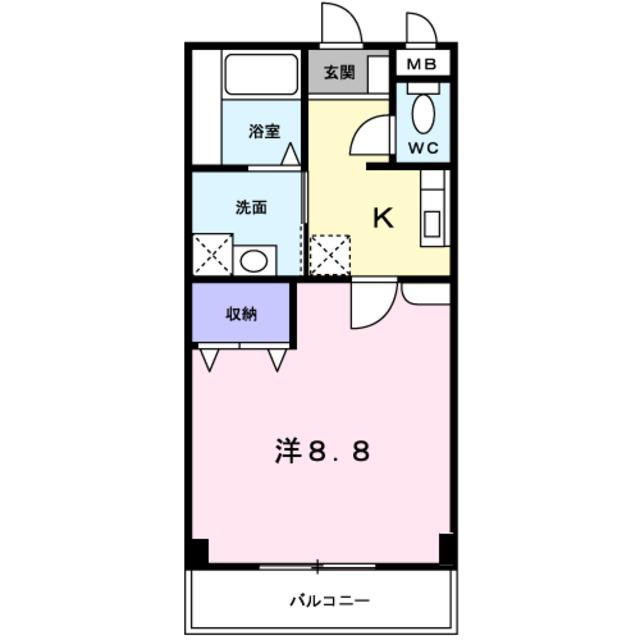 ソレイユ山坂(1K/2階)の間取り写真
