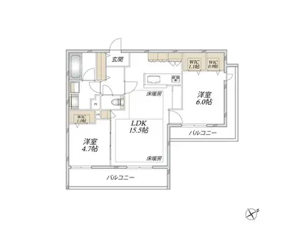 市ノ坪メゾン(2LDK/2階)の間取り写真