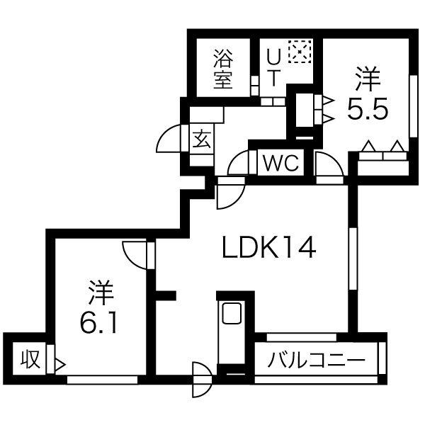 KIND HILLS HONCHO(2LDK/3階)の間取り写真