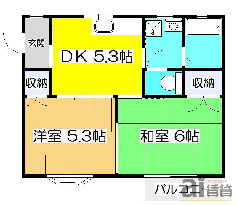 スカイハイツ(2K/1階)の間取り写真