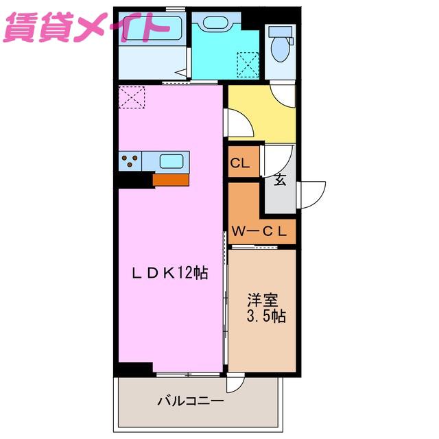 ボヌール江場(1LDK/3階)の間取り写真