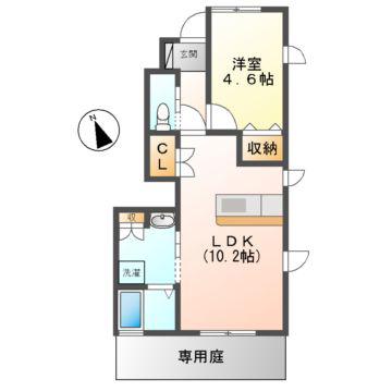 カーサ・ジュラーレ(1LDK/1階)の間取り写真