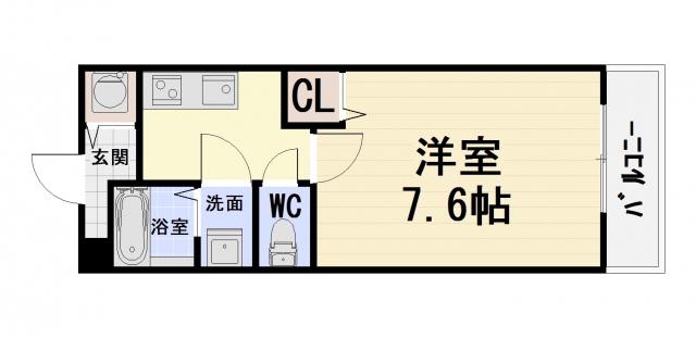 カルティエ3M(1K/2階)の間取り写真