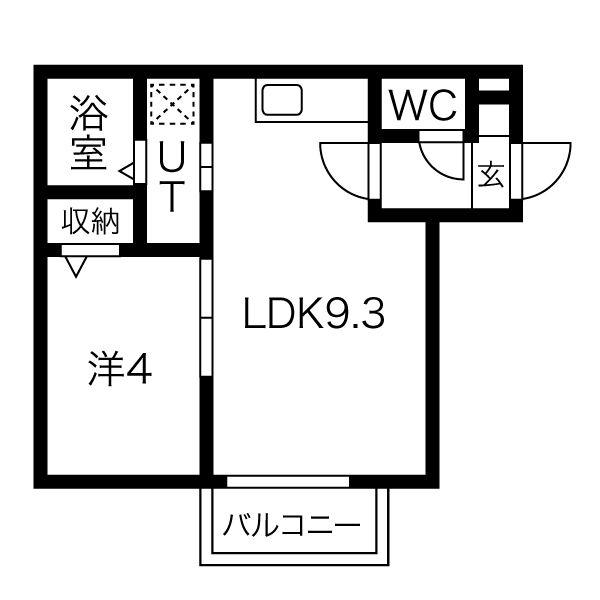LA VITA二日市駅前III(1LDK/1階)の間取り写真