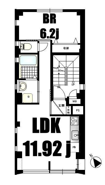 BCASA横浜星川(1LDK/4階)の間取り写真