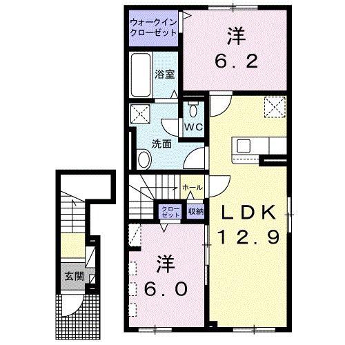 シャインハイツ モア(2LDK/2階)の間取り写真