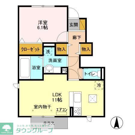 セジュールVI(1LDK/1階)の間取り写真