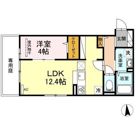 アバント(1LDK/1階)の間取り写真