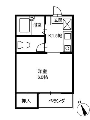ベルサンパレス(1K/2階)の間取り写真