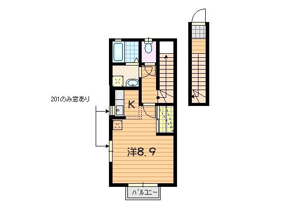 ネートルK(1K/2階)の間取り写真