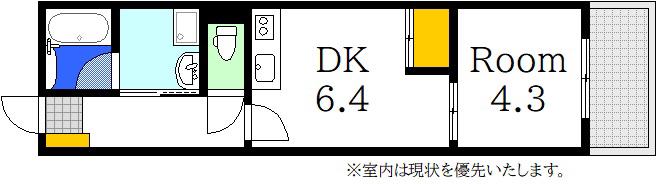 古市 B(1DK/3階)の間取り写真
