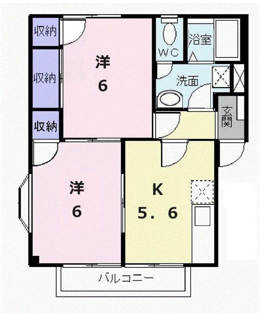 メリーハイツA(2K/1階)の間取り写真