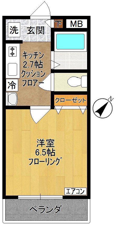 フォレスト三田(1K/1階)の間取り写真