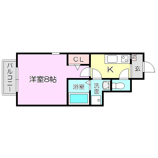 アネックス藤 ウエスト(1K/1階)の間取り写真