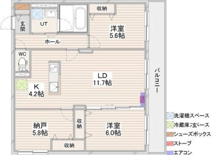 CRESCENDO苗穂駅前(3LDK/3階)の間取り写真