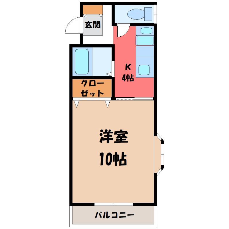 グリーングラス(1K/1階)の間取り写真